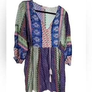 Velzera Block Print Baby Doll Tunic Dress Plus Size 3xl